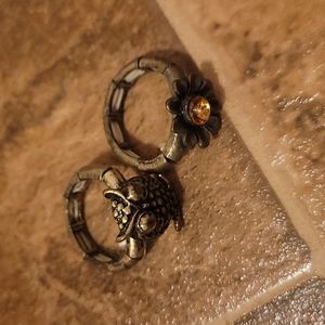 Owl and flower ring combo